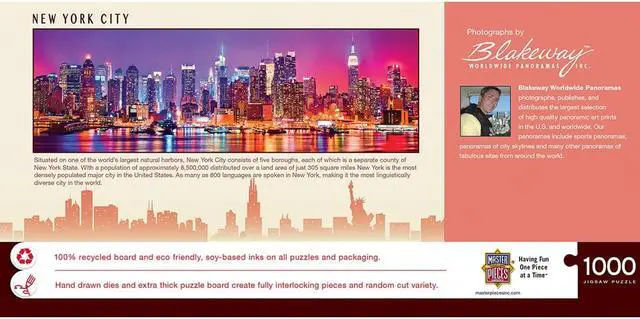 Alt view image 3 of 9 - masterpieces cityscape panoramics 1000 puzzles collection - new york 1000pc pano 1000 piece jigsaw puzzle