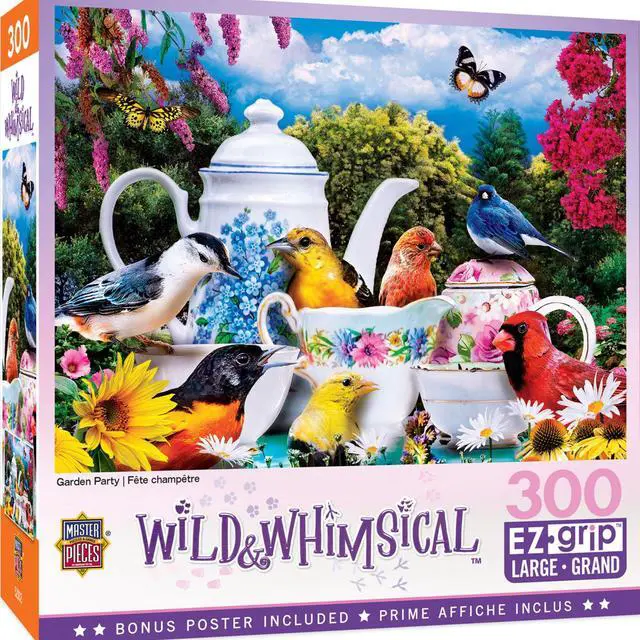 Alt view image 2 of 8 - masterpieces wild & whimsical puzzles collection - garden party 300 piece ez grip jigsaw puzzle