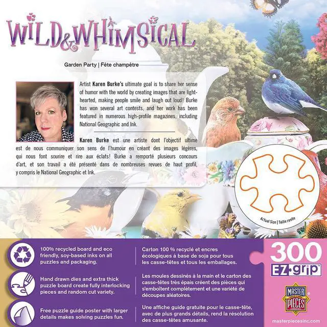 Alt view image 3 of 8 - masterpieces wild & whimsical puzzles collection - garden party 300 piece ez grip jigsaw puzzle