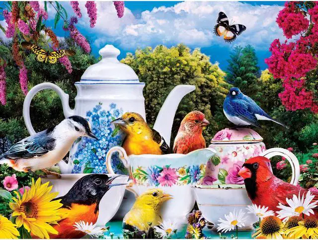 Alt view image 4 of 8 - masterpieces wild & whimsical puzzles collection - garden party 300 piece ez grip jigsaw puzzle