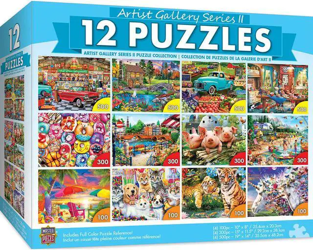 Alt view image 2 of 6 - 12 pack jigsaw puzzle for adult, family, or kids - artist gallery v2 12-pack bundle by masterpieces - family owned american puzzle company
