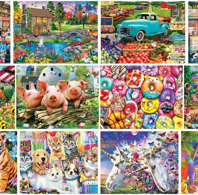 Alt view image 3 of 6 - 12 pack jigsaw puzzle for adult, family, or kids - artist gallery v2 12-pack bundle by masterpieces - family owned american puzzle company