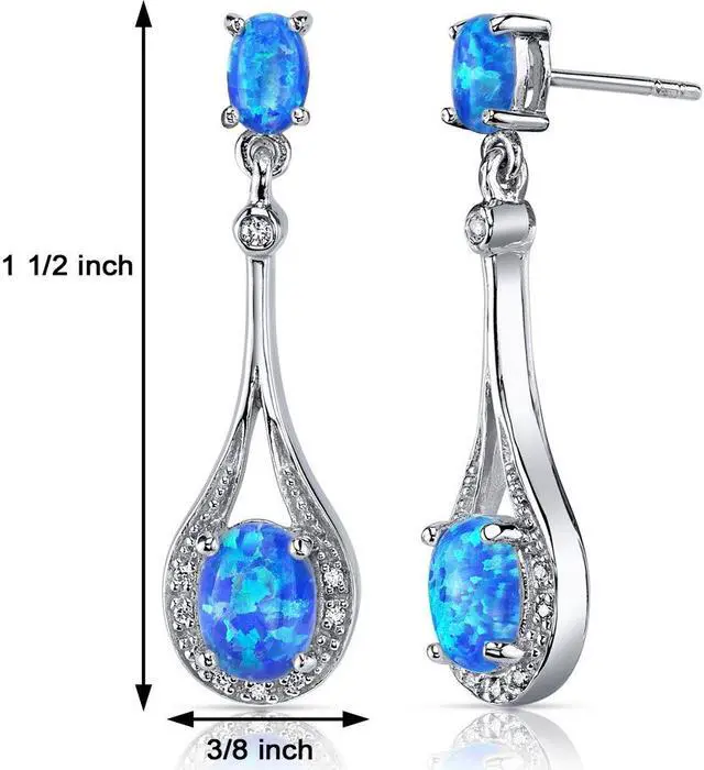Alt view image 7 of 7 - Blue-Green Opal Earrings Sterling Silver Oval Shape 3.50 Carats