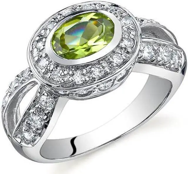 Alt view image 3 of 3 - Majestic Brilliance 0.75 carats Peridot Ring in Sterling Silver Size 7