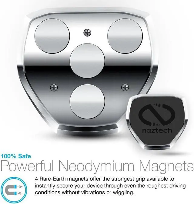 Alt view image 10 of 19 - naztech magbuddy universal magnetic air vent car phone mount. fully adjustable holder for handsfree phone calls and gps use, for iphone x/8/8 plus, samsung s9/s9+/note 8/smartphones & more black