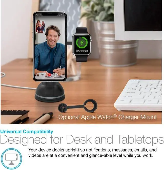 Alt view image 10 of 18 - naztech magbuddy magnetic desktop cell phone mount. easy access to apps, messages, emails, photos & videos. use at workplace, home, for iphone x /8/8 plus, samsung s9 / s9+/ note 8 /smartphones & more
