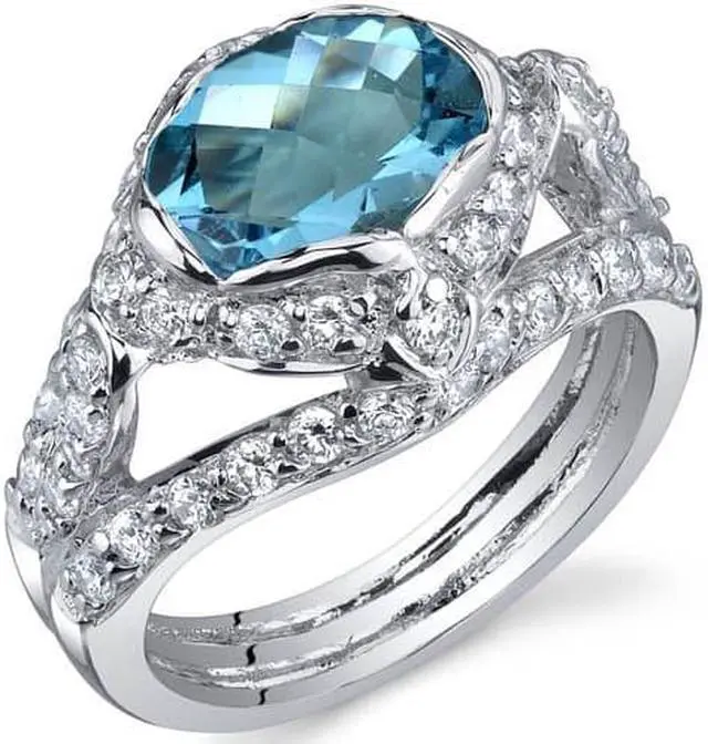 Alt view image 2 of 2 - Statuesque 2.00 Carats Swiss Blue Topaz Ring in Sterling Silver Size 6