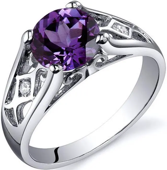Alt view image 2 of 2 - Cathedral Design 1.75 carats Alexandrite Solitaire Ring in Sterling Silver Size 8