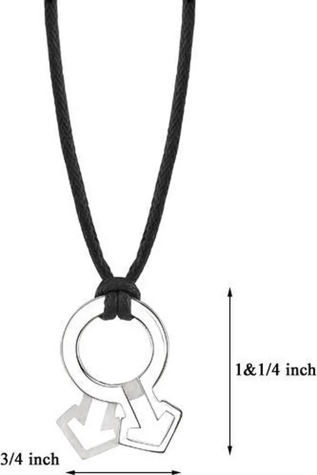 Alt view image 4 of 4 - Fabulous Style: Designer Inspired High Polished and Satin Finish Surgical Stainless Steel Male Mars Symbol Pendant on a Black Cord