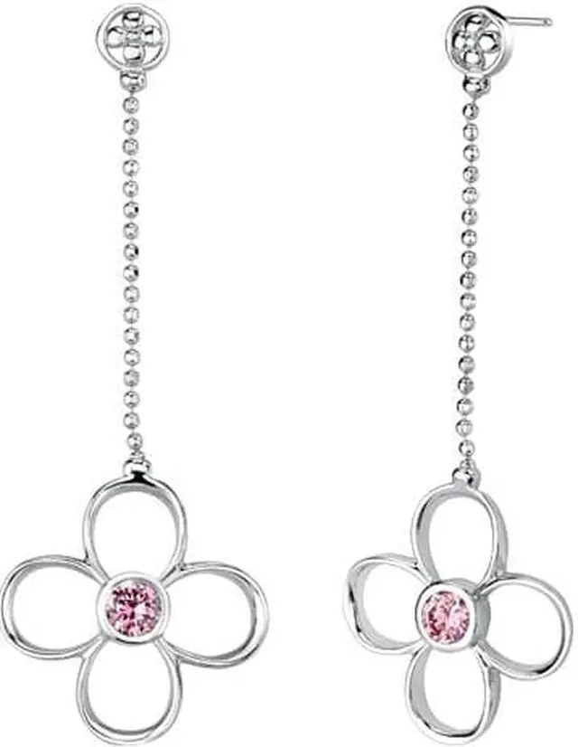 Alt view image 5 of 6 - Round Shape Pink Cubic Zirconia Pendant Earrings Set in Sterling Silver