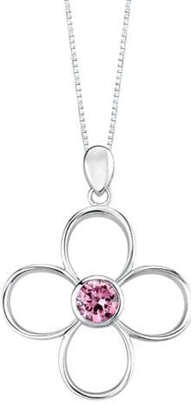 Alt view image 6 of 6 - Round Shape Pink Cubic Zirconia Pendant Earrings Set in Sterling Silver