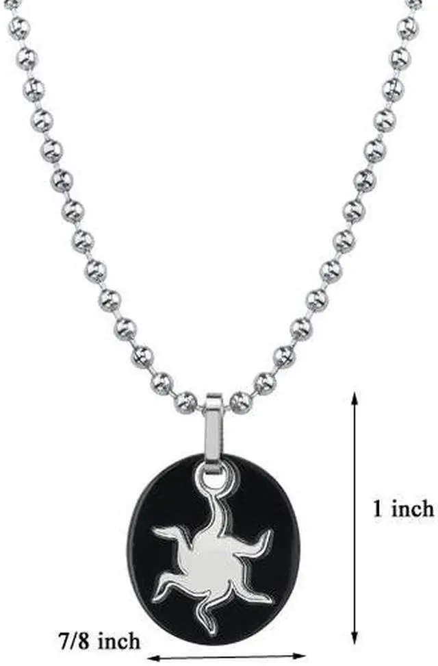 Alt view image 4 of 4 - Brilliant Fashion: Designer Inspired Gunmetal-finish Titanium Oval Sun Pendant on a Stainless Steel Ball Chain
