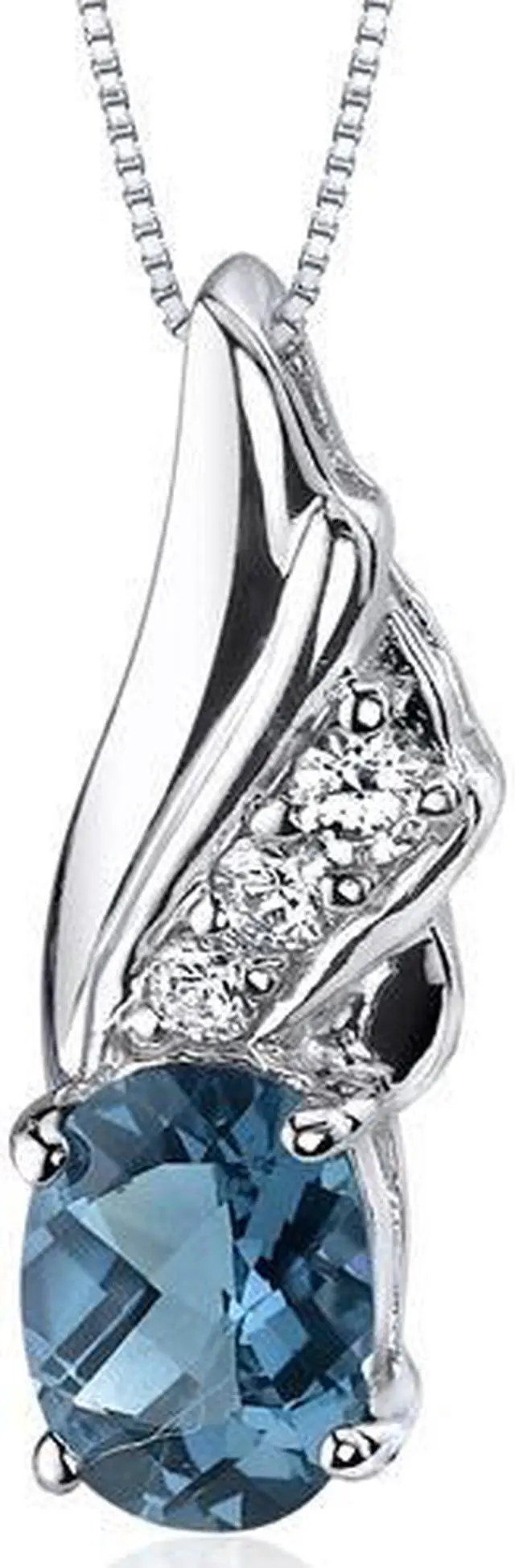 Alt view image 4 of 6 - Graceful Angel 1.50 carats Oval Shape Sterling Silver London Blue Topaz Pendant
