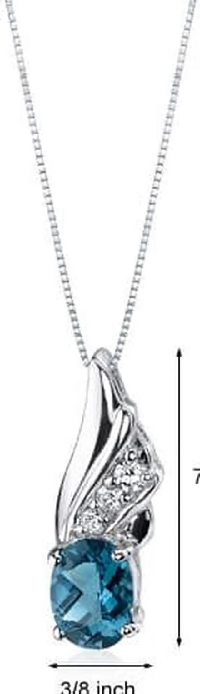 Alt view image 6 of 6 - Graceful Angel 1.50 carats Oval Shape Sterling Silver London Blue Topaz Pendant