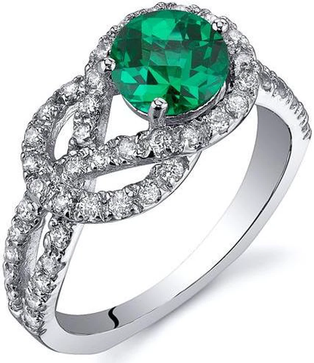 Alt view image 4 of 4 - Gracefully Exquisite 0.75 Carats Emerald Ring in Sterling Silver Rhodium Finish Available Sizes 5 to 9