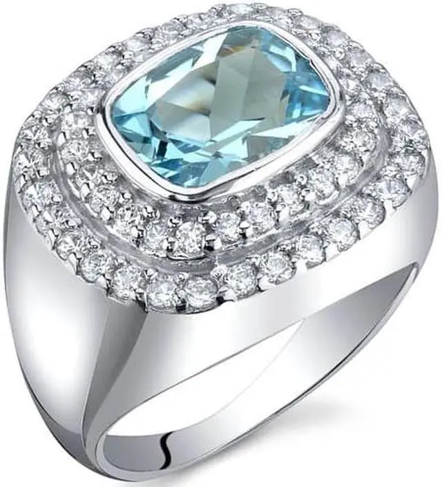 Alt view image 2 of 2 - Extravagant Sparkle 2.25 Carats Swiss Blue Topaz Ring in Sterling Silver Size 6