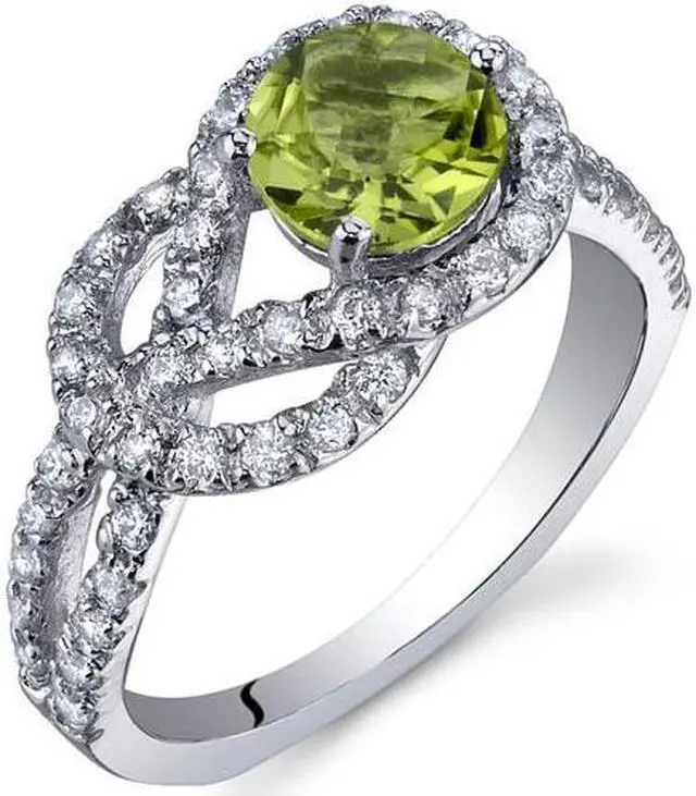 Alt view image 2 of 2 - Gracefully Exquisite 0.75 Carats Peridot Ring in Sterling Silver Size 5