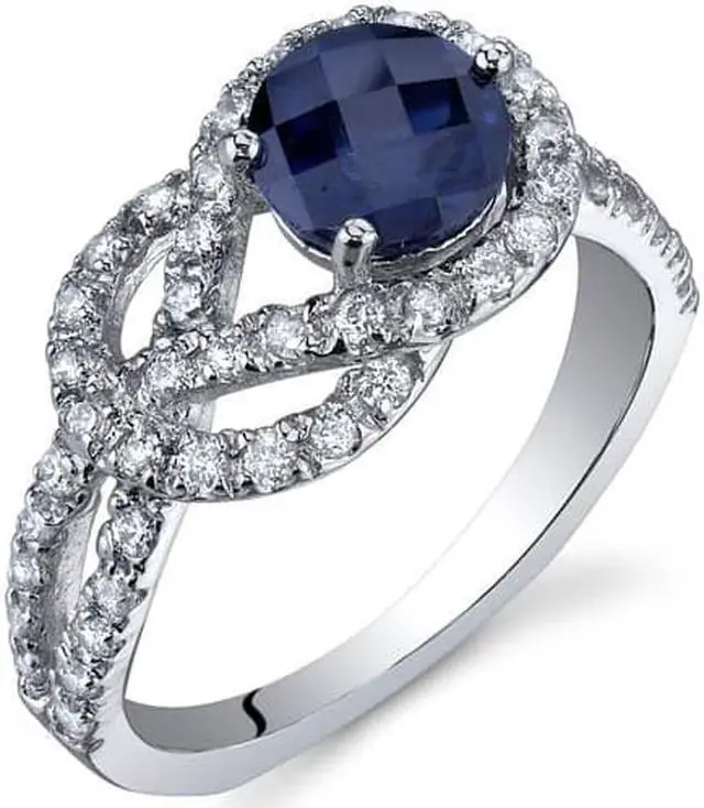 Alt view image 2 of 2 - Gracefully Exquisite 1.25 Carats Blue Sapphire Ring in Sterling Silver Size 6