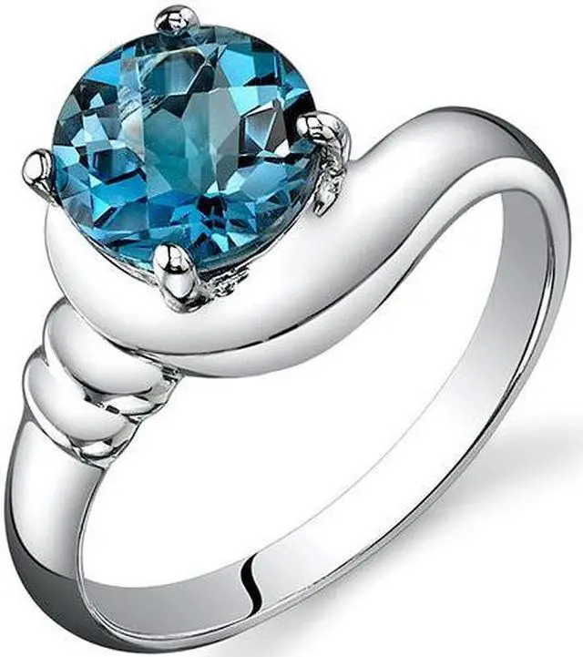 Alt view image 2 of 2 - Smooth Seduction 1.50 carats London Blue Topaz Solitaire Ring in Sterling Silver Size  5, Available in Sizes 5 thru 9
