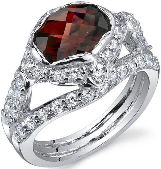 Alt view image 4 of 4 - Statuesque 2.25 Carats Garnet Ring in Sterling Silver Size 5