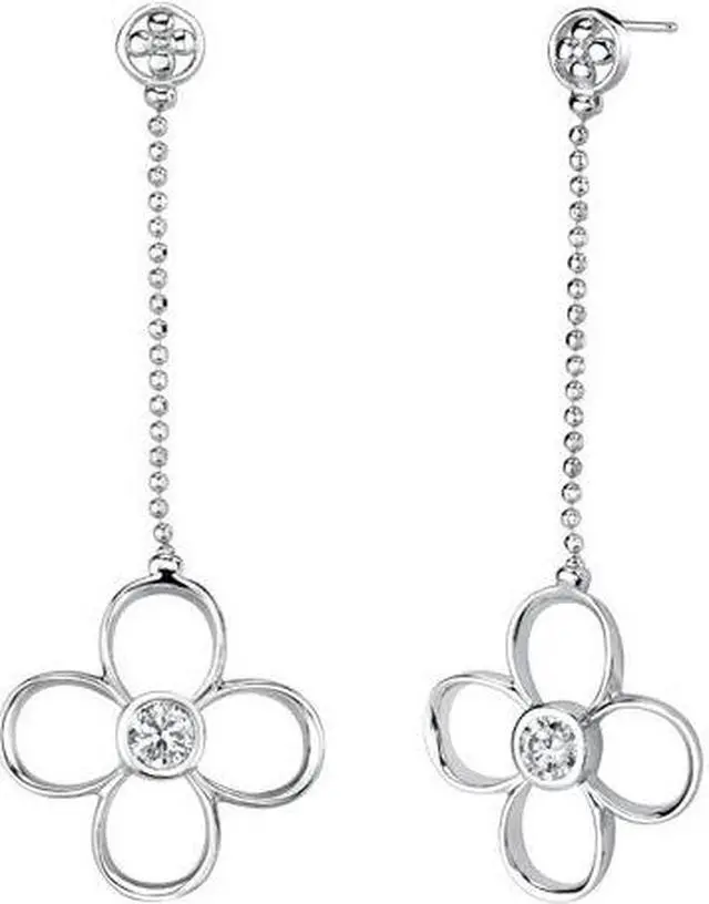 Alt view image 5 of 6 - Round Shape White Cubic Zirconia Pendant Earrings Set in Sterling Silver