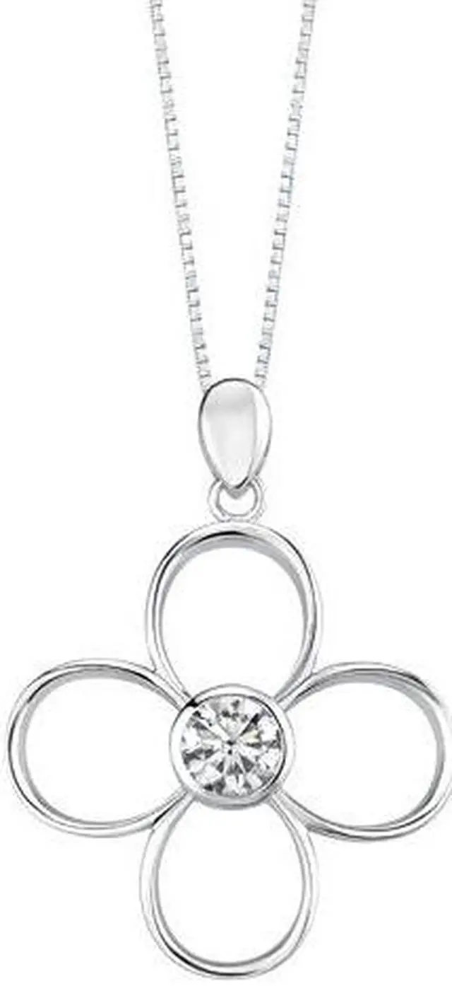 Alt view image 6 of 6 - Round Shape White Cubic Zirconia Pendant Earrings Set in Sterling Silver