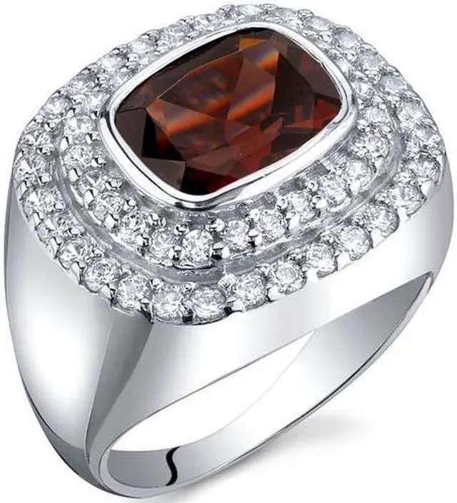 Alt view image 2 of 2 - Extravagant Sparkle 2.50 Carats Garnet Ring in Sterling Silver Size 5
