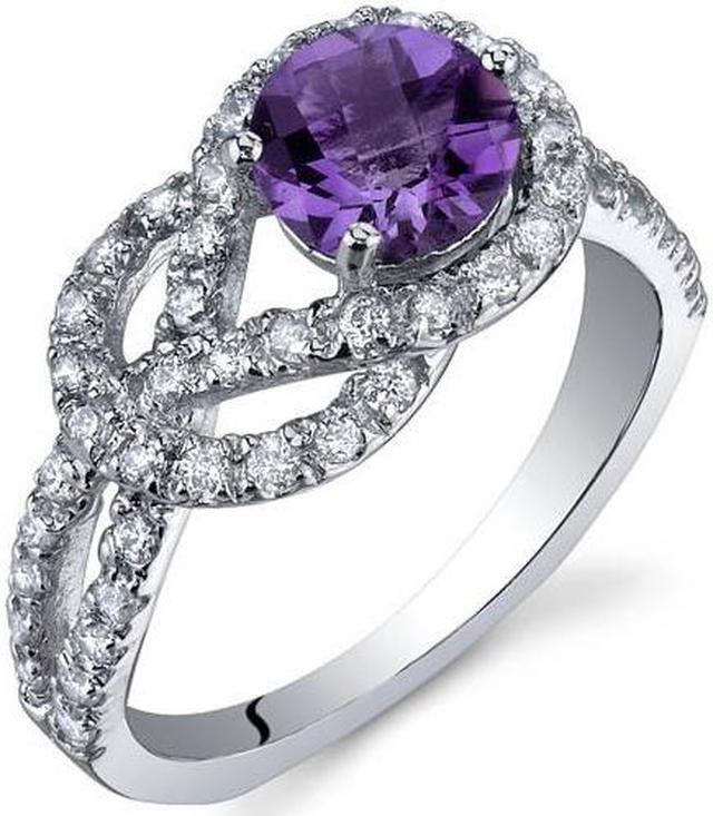 Alt view image 3 of 3 - Gracefully Exquisite 0.75 Carats Amethyst Ring in Sterling Silver Size 6