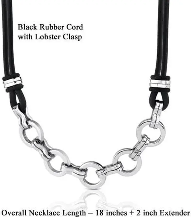 Alt view image 4 of 4 - Hard-hitting Fashion: Stainless Steel Cable Style Pendant on a Rubber Cord for Men