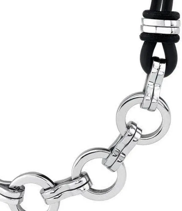 Alt view image 3 of 4 - Hard-hitting Fashion: Stainless Steel Cable Style Pendant on a Rubber Cord for Men