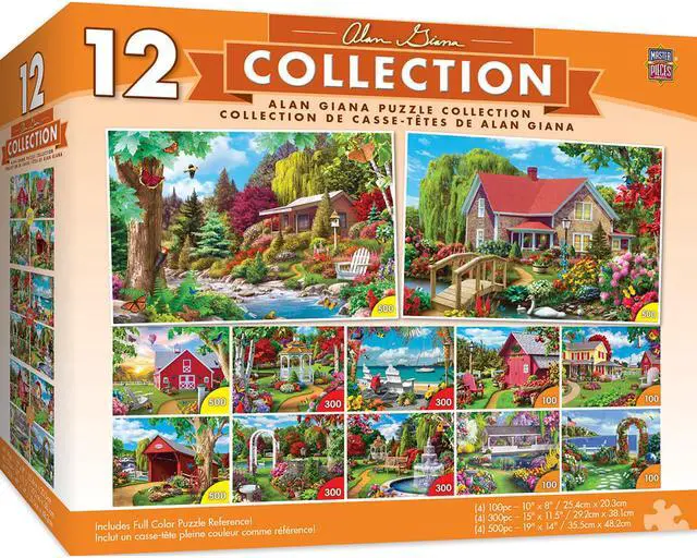Alt view image 4 of 6 - MasterPieces Alan Giana Collection Bundle, Jigsaw Puzzle, Featuring Garden & Country Scenes, 12-Pack, 100, 300, & 500 Pieces