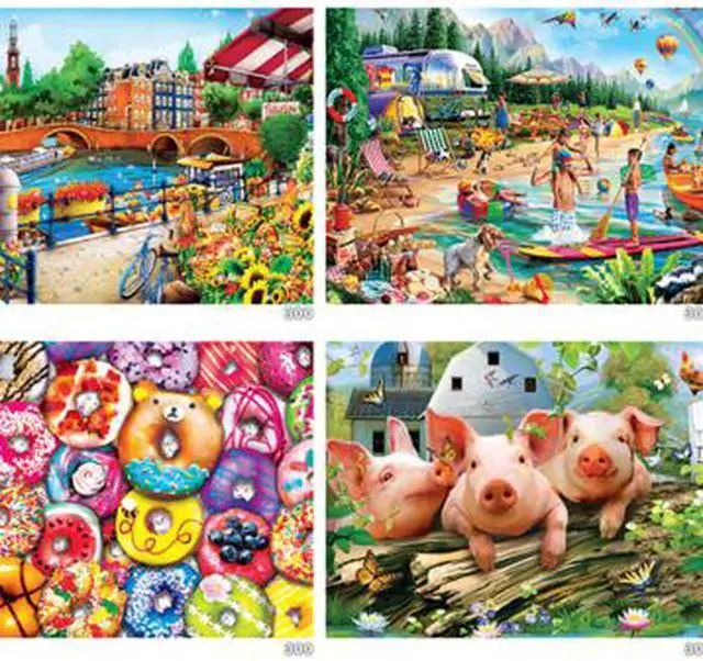 Alt view image 4 of 6 - 12 pack jigsaw puzzle for adult, family, or kids - artist gallery v2 12-pack bundle by masterpieces - family owned american puzzle company
