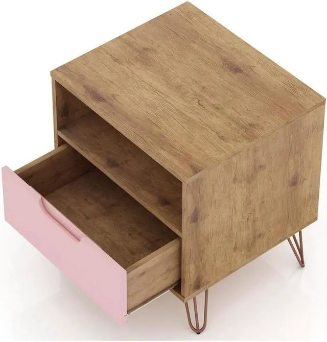 Alt view image 9 of 20 - Rockefeller 1.0  Nightstand in Nature and Rose Pink