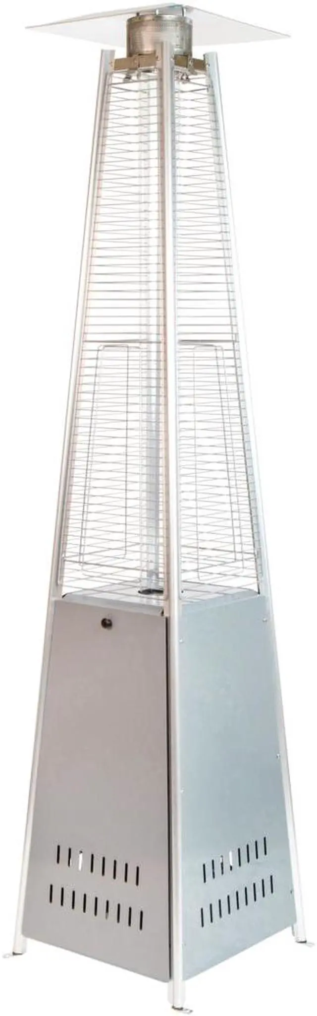 Alt view image 17 of 20 - Patio Outdoor Heating-Silver Stainless Steel Pyramid 42,000 BTU Propane Heater with Wheels for Commercial & Residential Use