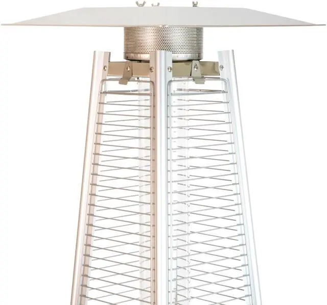 Alt view image 19 of 20 - Patio Outdoor Heating-Silver Stainless Steel Pyramid 42,000 BTU Propane Heater with Wheels for Commercial & Residential Use