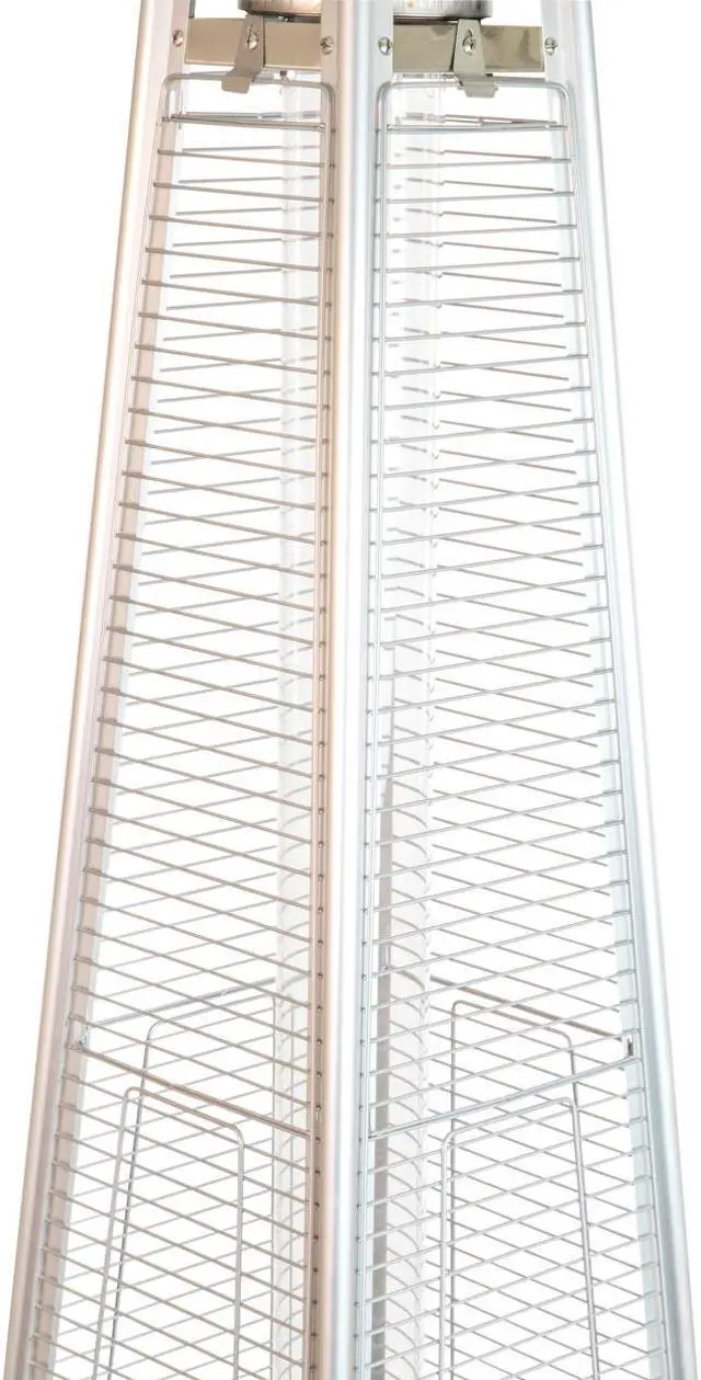 Alt view image 20 of 20 - Patio Outdoor Heating-Silver Stainless Steel Pyramid 42,000 BTU Propane Heater with Wheels for Commercial & Residential Use