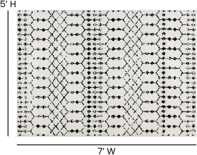 Alt view image 16 of 17 - Geometric Bohemian Low Pile Rug - 5' x 7' - Ivory/Black