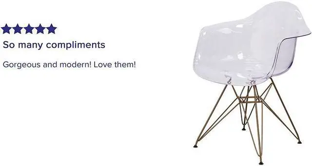 Alt view image 11 of 20 - Alonza Series Transparent Side Chair with Gold Base
