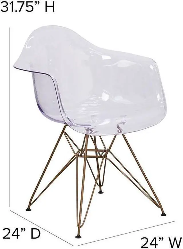 Alt view image 13 of 20 - Alonza Series Transparent Side Chair with Gold Base