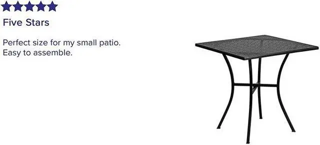 Alt view image 9 of 20 - Commercial Grade 28" Square Black Indoor-Outdoor Steel Patio Table