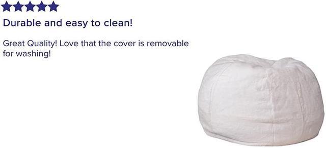 Alt view image 3 of 20 - Small White Furry Kids Bean Bag Chair