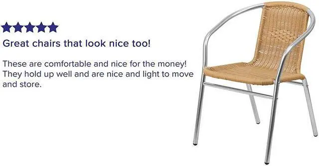 Alt view image 14 of 20 - Commercial Aluminum and Beige Rattan Indoor-Outdoor Restaurant Stack Chair