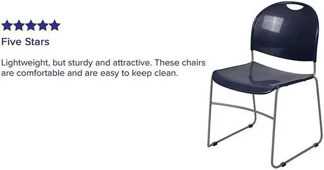 Alt view image 11 of 20 - HERCULES Series 880 lb. Capacity Navy Ultra-Compact Stack Chair with Silver Powder Coated Frame