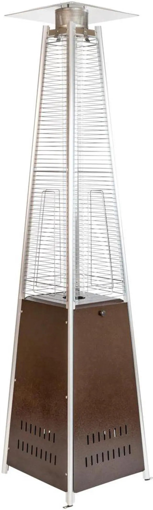 Alt view image 17 of 20 - Patio Outdoor Heating-Bronze Stainless Steel Pyramid 42,000 BTU Propane Heater with Wheels for Commercial & Residential Use
