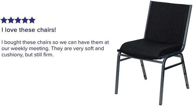 Alt view image 13 of 20 - Flash Furniture XU-60153-BK-GG Hercules Series 3-Inch Thickly Padded Patterned Upholstered Stack Chair, Chrome
