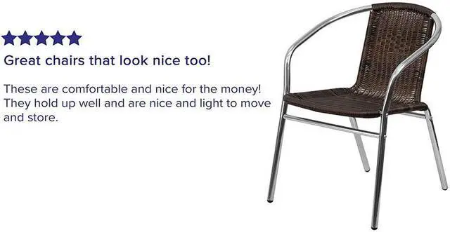 Alt view image 12 of 20 - Commercial Aluminum and Dark Brown Rattan Indoor-Outdoor Restaurant Stack Chair