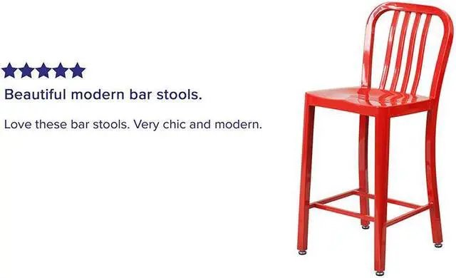 Alt view image 12 of 20 - Commercial Grade 24" High Red Metal Indoor-Outdoor Counter Height Stool with Vertical Slat Back