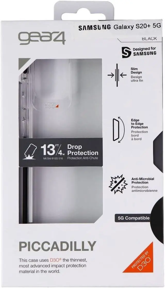 Alt view image 2 of 5 - Gear4 Piccadilly Series Case for Samsung Galaxy S20+ (Plus Model) - Clear/Black