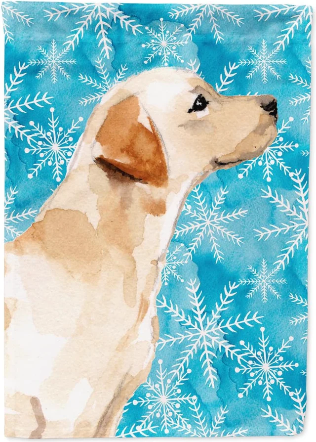 Main image of Carolines Treasures BB9458GF Yellow Labrador 2 Winter Flag Garden Size , Small, multicolor