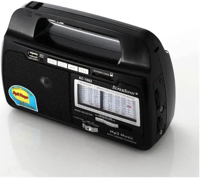Alt view image 7 of 12 - Supersonic SC-1082 9-Band AM/FM/SW 1-7 Portable Radio